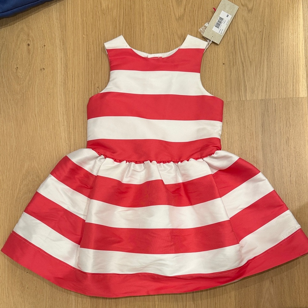 Lili Gaufrette Charming Pink and White Striped Kids Dress